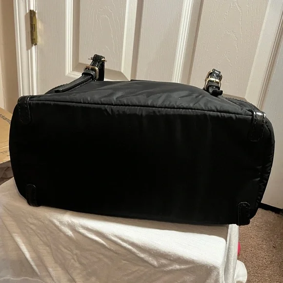 Kate Spade Black Nylon Satchel Shoulder Bag Leather Trim - Picture 4 of 16